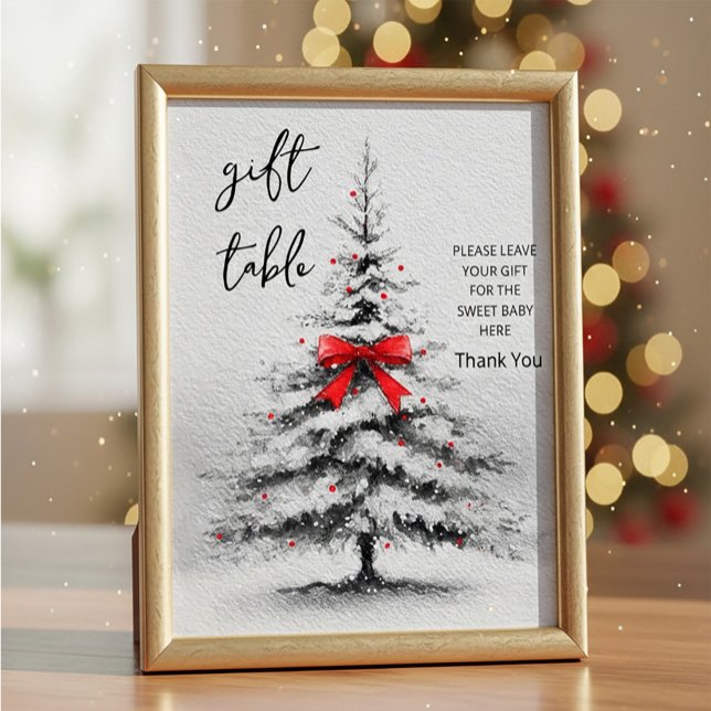 Poster Sinal de Mesa de Presente de Chuvada de Bebê de In (Winter Baby Shower Gift Table Sign – Editable Text #winterbabyshower #gifttablesign #editabletempla)
