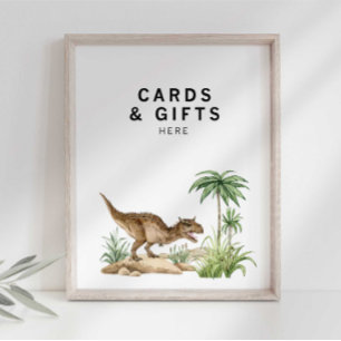 Poster Sinal de mesa de presente de dinossauro jurássico