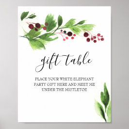 Poster Sinal de Mesa de presente de Natal