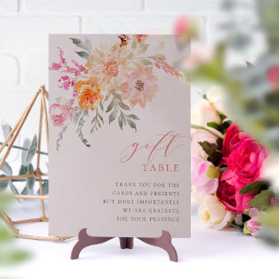 Poster Sinal de Mesa de Presente do Chá de fraldas Floral