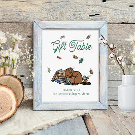 Poster Sinal de Mesa de presente no Woodland Storybook
