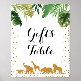 Poster Sinal de Mesa de presentes Dourado safari animal