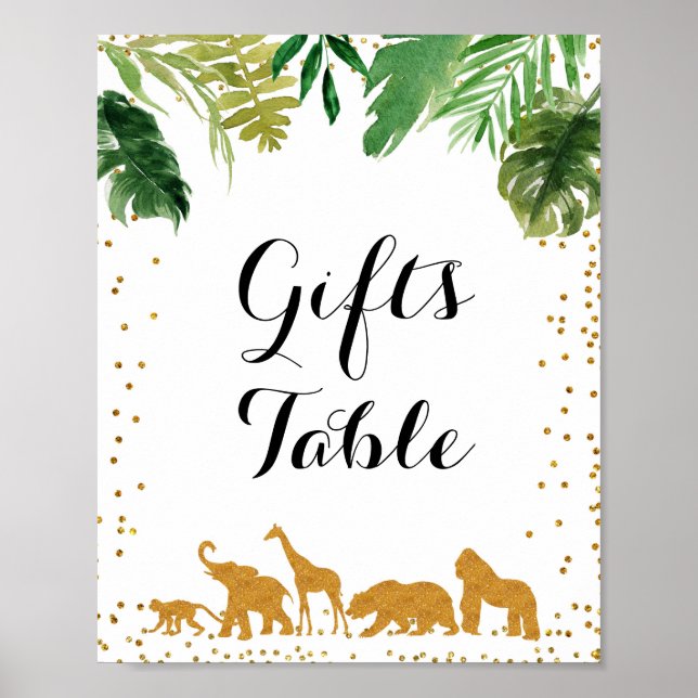 Poster Sinal de Mesa de presentes Dourado safari animal (Frente)