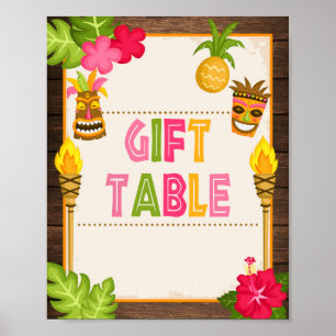 Poster Sinal de Mesa de Presentes Luau