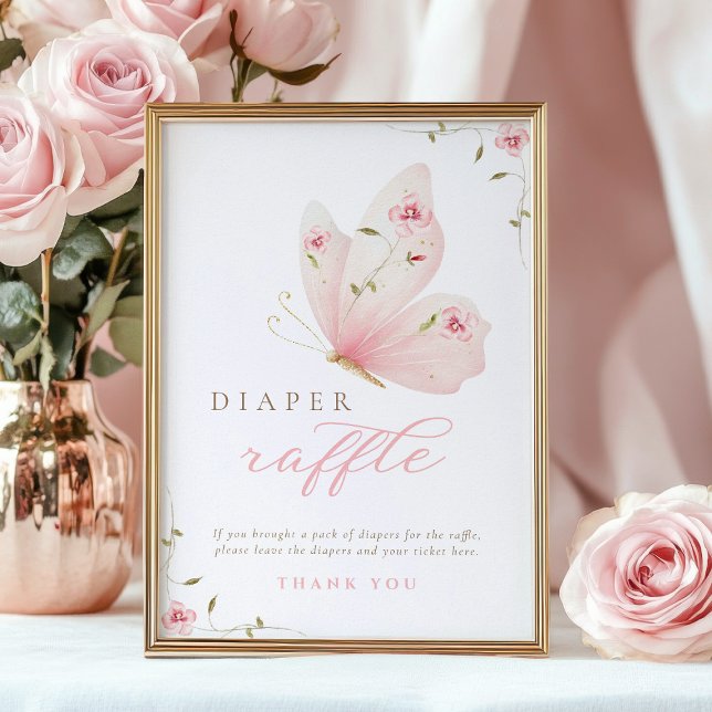 Poster Sinal de Mesa de Rifa de Fraldas A Little Butterfl (Criador carregado)