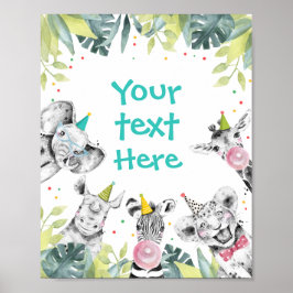 Poster Sinal de Mesa de Safari Animal Selvagem