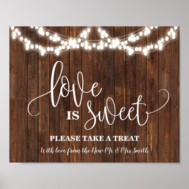 Poster Sinal de Mesa de Sobremesa de Amor é Doce para Cas (Frente)