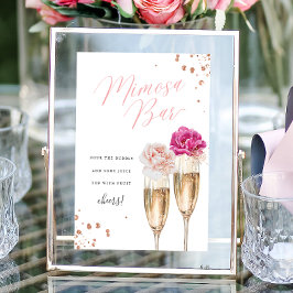 Poster Sinal de Mesa do Bar Blush Floral Mimosa
