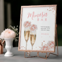 Sinal de Mesa do Bar Blush Floral Mimosa
