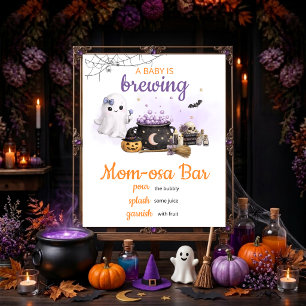 Poster Sinal de Mesa do Bar Mom-osa de Halloween - Bebê E