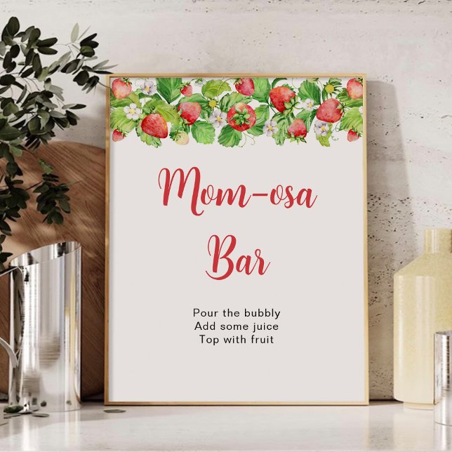 Poster Sinal de Mesa do Bar Mom-osa de Morango (Criador carregado)