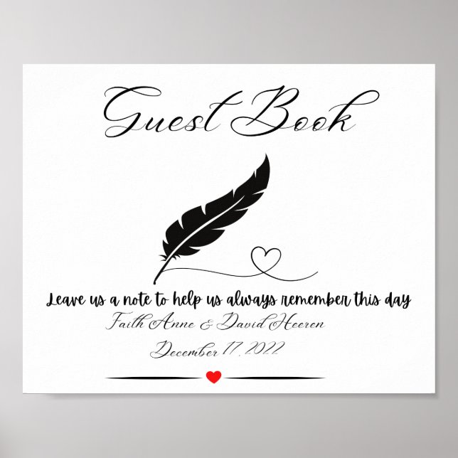 Poster Sinal de Mesa do Catálogo de Convidados (Frente)