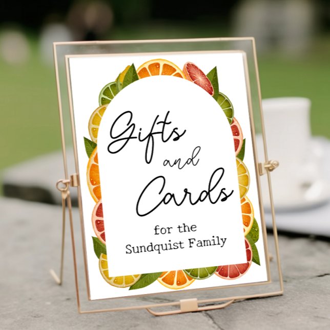 Poster Sinal de Mesa do Chá de fraldas Citrus Gift (Criador carregado)