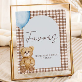 Poster Sinal de Mesa do Chá de fraldas do Urso Azul