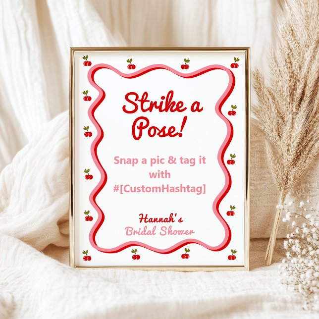 Poster Sinal de mesa do Chá de panela Retro Cherry (Criador carregado)