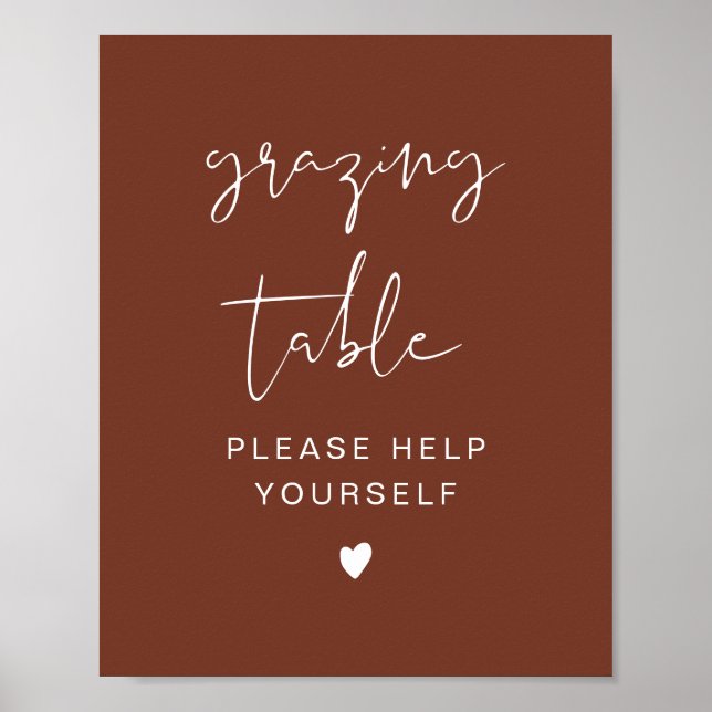 Poster Sinal de Mesa do CORIANDER Terracotta Boho Grazing (Frente)