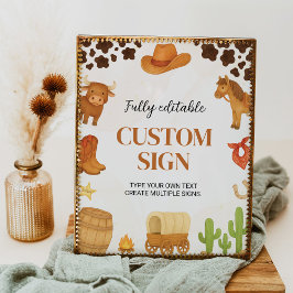 Poster Sinal de Mesa do cowboy do oeste