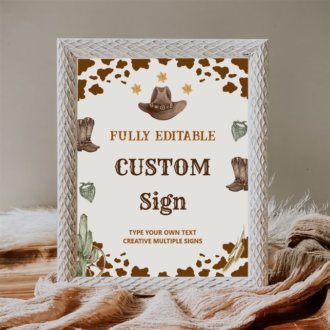 Poster Sinal de Mesa do cowboy ocidental (Criador carregado)