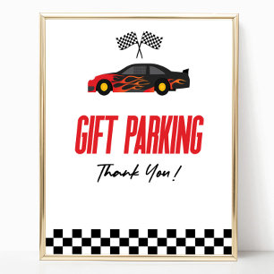Poster Sinal de Mesa do Gift Parking Red Race Car