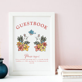 Poster Sinal de Mesa do Guestbook do Chá de fraldas pásco
