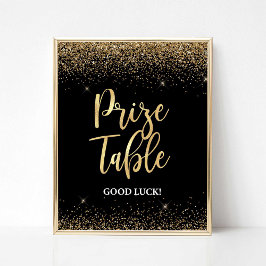 Poster Sinal de Mesa do Prêmio Preto e Dourado Glitter Co