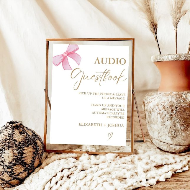 Poster Sinal de mesa Dourado do AUdio Guestbook com Arco  (Criador carregado)