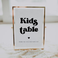 Sinal de mesa infantil retrô elegante para casamen