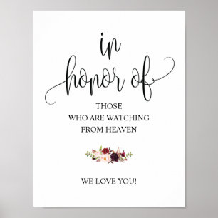 Poster Sinal de Mesa Memorial de Casamento com Caligrafia