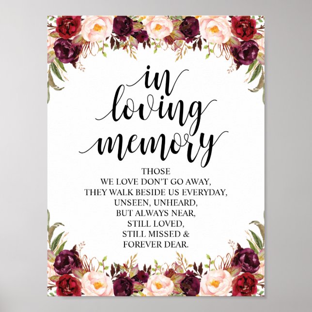 Poster Sinal de Mesa Memorial de Casamento com Caligrafia (Frente)