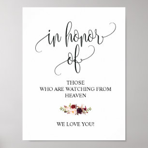 Poster Sinal de Mesa Memorial de Casamento da Caligrafia