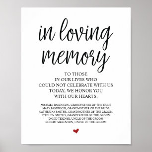 Poster Sinal de Mesa Memorial Na Nossa Memória Querida