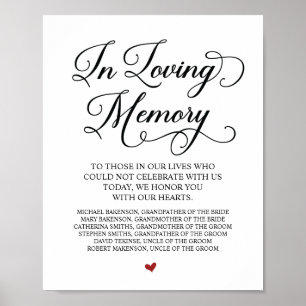 Poster Sinal de Mesa Memorial Na Nossa Memória Querida