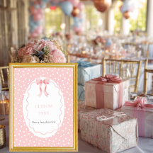 Sinal de Mesa Menina Bebê Pontos de Laço Rosa Chuv