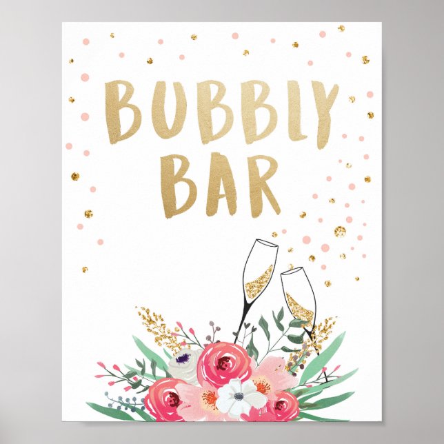 Poster Sinal de Mesa Nupcial Floral Brunch e Bar de Espum (Frente)