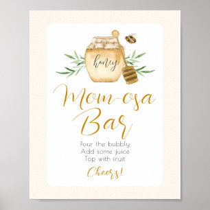 Poster Sinal de Mesa para Chá de Bebê Abelha Mom-osa Bar