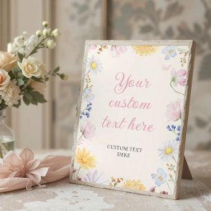 Poster Sinal de Mesa para Chá de Bebê de Flor Silvestre