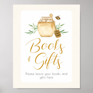 Poster Sinal de Mesa para Chá de Bebê Honey Bee Books And