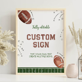 Poster Sinal de Mesa para Festa de Aniversário de Futebol