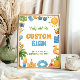 Poster Sinal de Mesa para Festa de Aniversário de Verão n