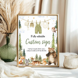 Poster Sinal de Mesa para Festa de Chás de Bebê com Anima