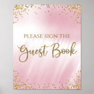 Poster Sinal de Mesa para Livro de Visitas de Chás de Beb