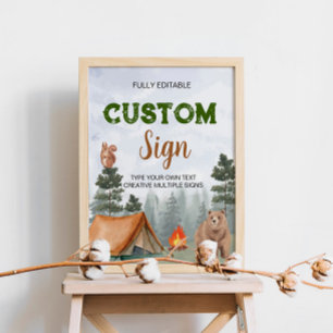 Poster Sinal de Mesa Personalizada da Floresta Woodland d