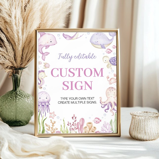 Poster Sinal de Mesa Personalizado de Festa de Animais do (Criador carregado)