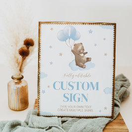 Poster Sinal de Mesa Personalizado de Urso de Teddy Chá d