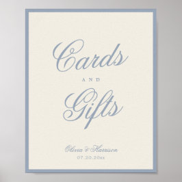 Poster Sinal de Mesa Presentes Cartões Elegantes Creme Az