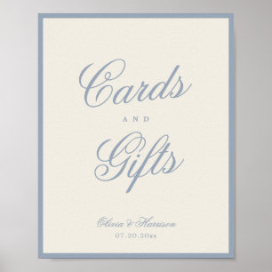 Poster Sinal de Mesa Presentes Cartões Elegantes Creme Az