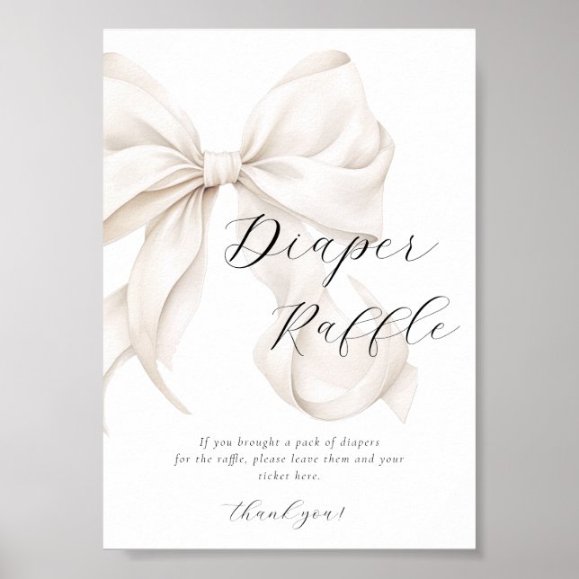 Poster Sinal de Mesa Raffle Fralda Branco (Frente)