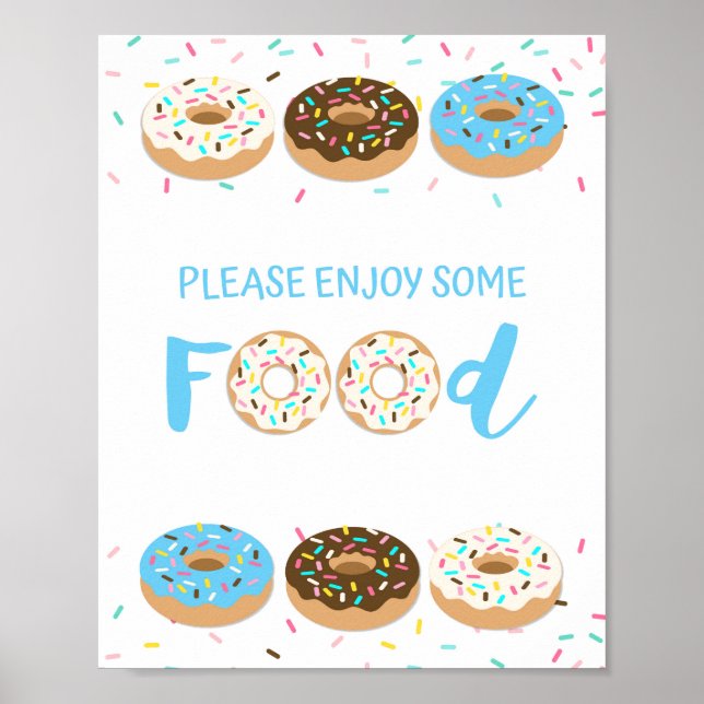 Poster Sinal de Mesa Rosquinha Azul comida Sprinkle Sinal (Frente)
