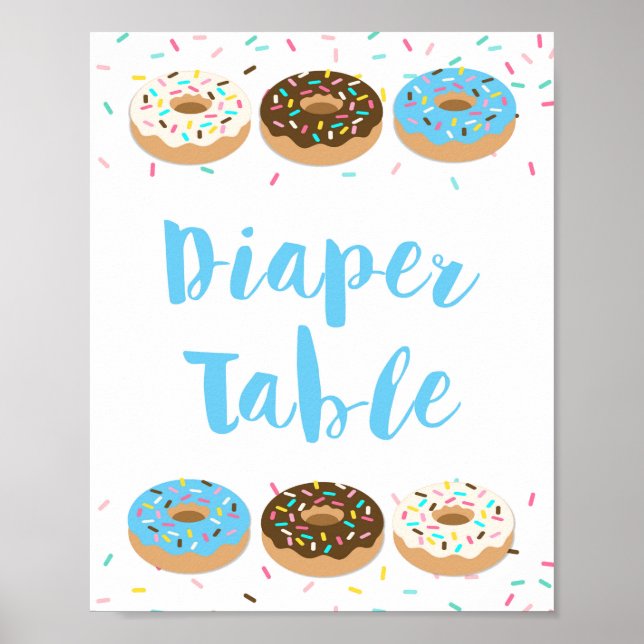 Poster Sinal de Mesa Rosquinha Azul fralda Sprinkle Sinal (Frente)