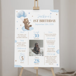 Poster Sinal de Milestone de Aniversário do Moderno Bear 